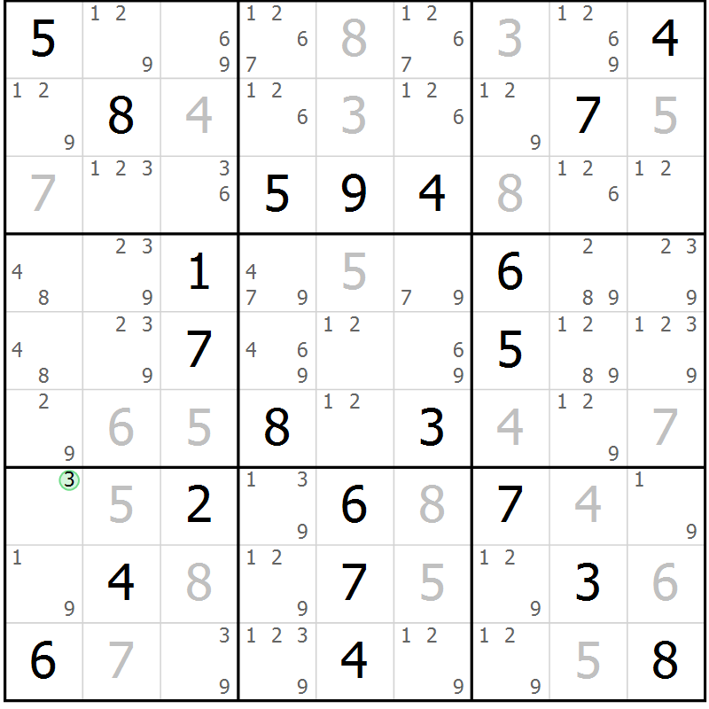 Position des candidats pour la solution de la Gr 48 page 51 du magazine de sudoku Platina n° 038