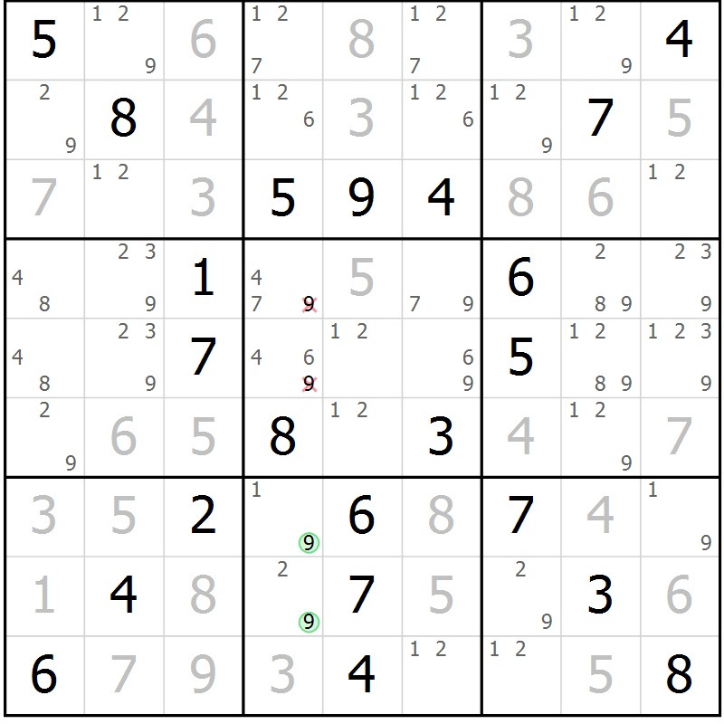 Position des candidats pour la solution de la Gr 48 page 51 du magazine de sudoku Platina n° 038