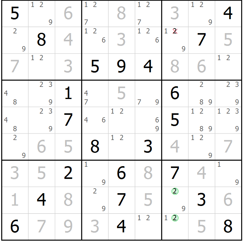 Position des candidats pour la solution de la Gr 48 page 51 du magazine de sudoku Platina n° 038