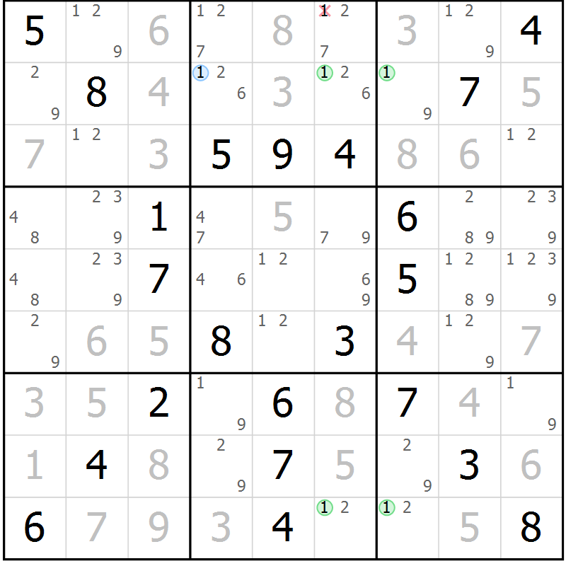 Position des candidats pour la solution de la Gr 48 page 51 du magazine de sudoku Platina n° 038