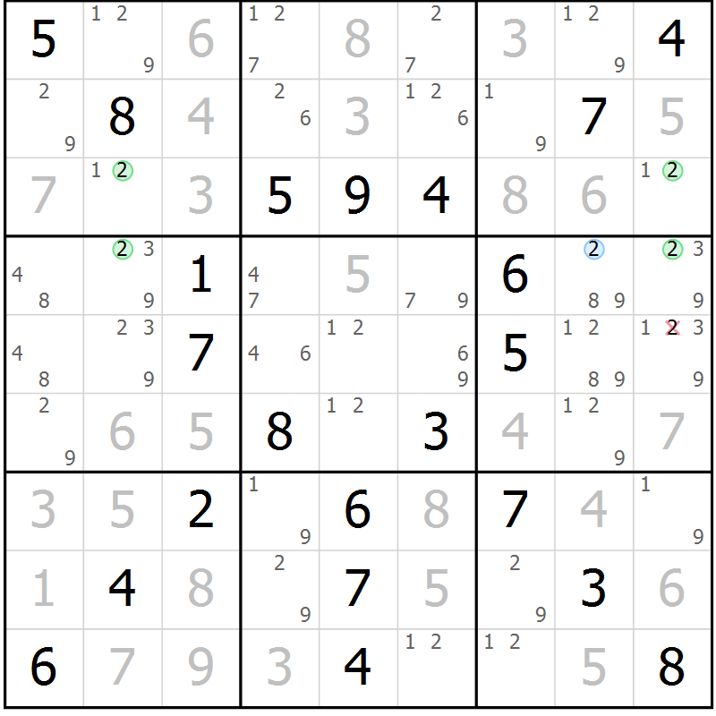 Position des candidats pour la solution de la Gr 48 page 51 du magazine de sudoku Platina n° 038