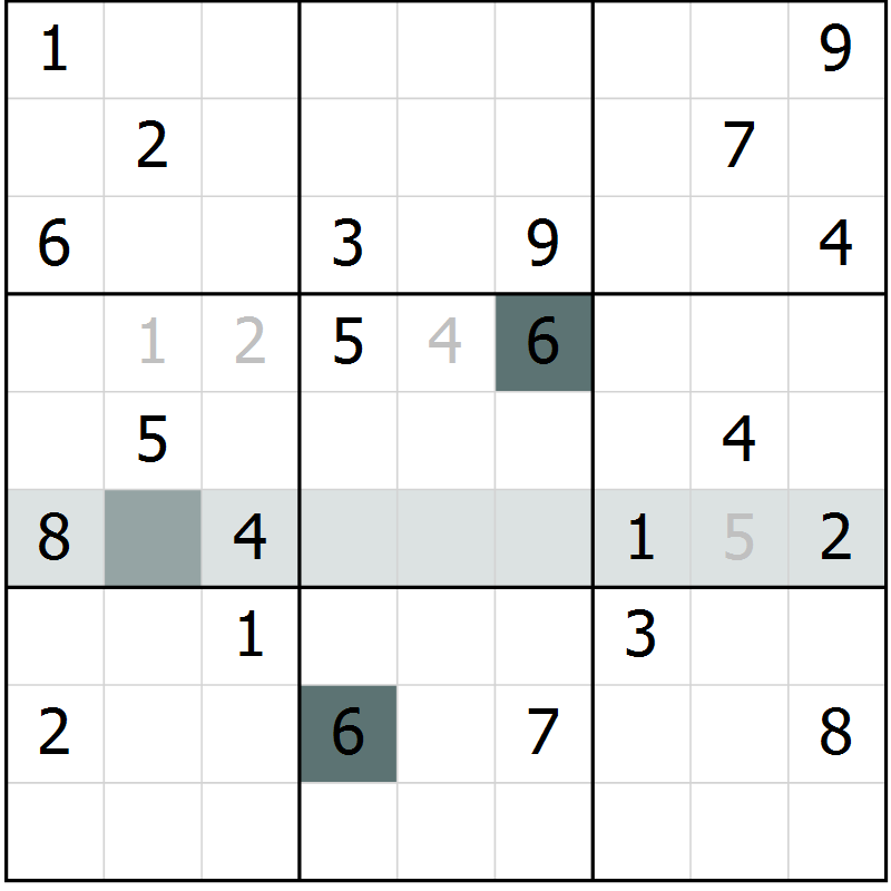 Position des candidats pour la solution de la Gr 5 page 8 du magazine de sudoku Platina n° 038