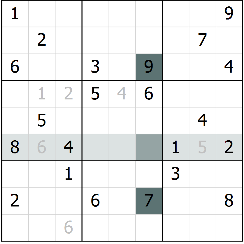 Position des candidats pour la solution de la Gr 5 page 8 du magazine de sudoku Platina n° 038