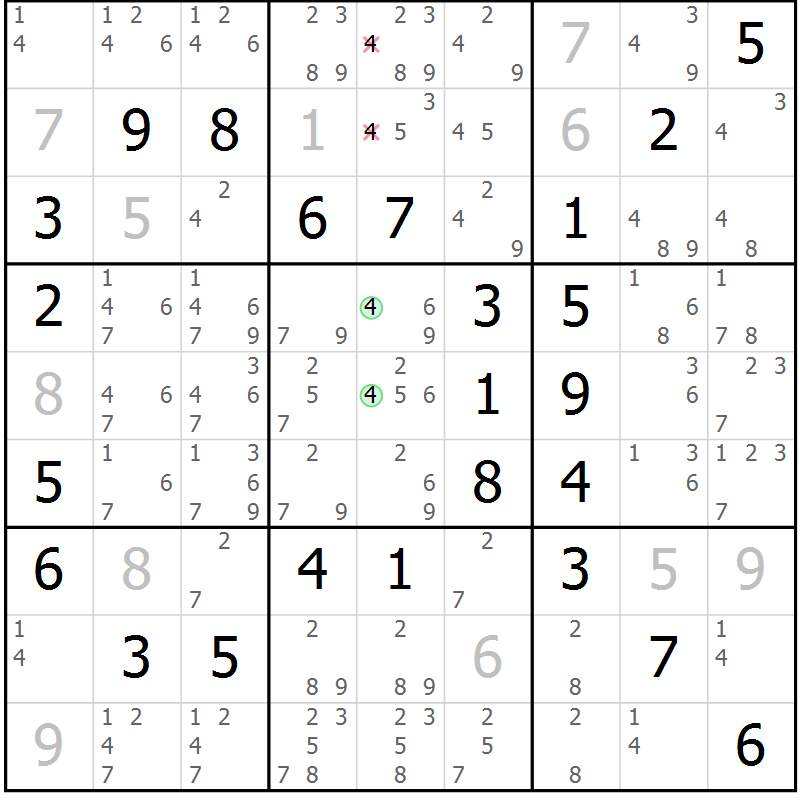 Position des candidats pour la solution de la Gr 50 page 53 du magazine de sudoku Platina n° 038