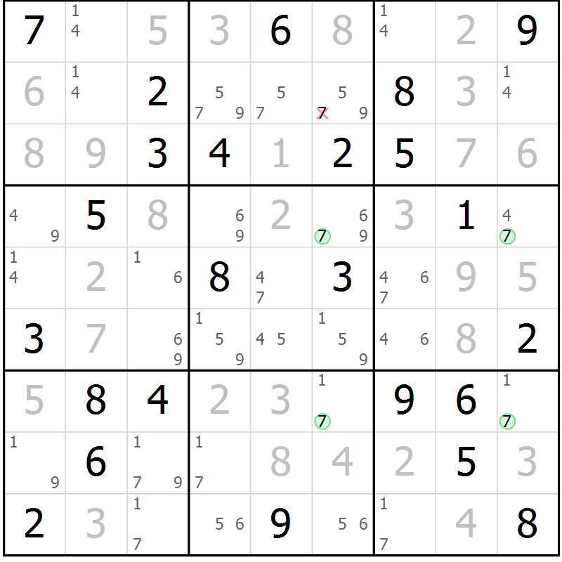 Position des candidats pour la solution de la Gr 52 page 55 du magazine de sudoku Platina n° 038