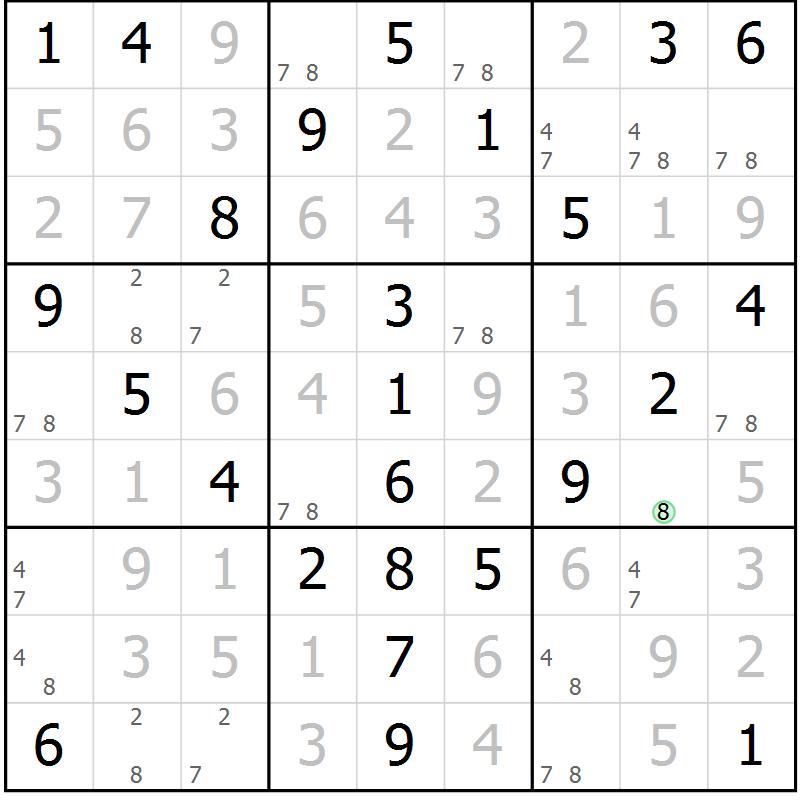 Position des candidats pour la solution de la Gr 53 page 56 du magazine de sudoku Platina n° 038