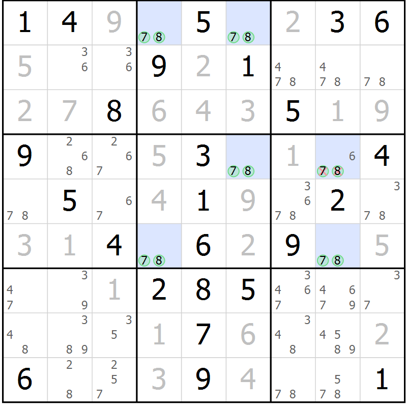 Position des candidats pour la solution de la Gr 53 page 56 du magazine de sudoku Platina n° 038