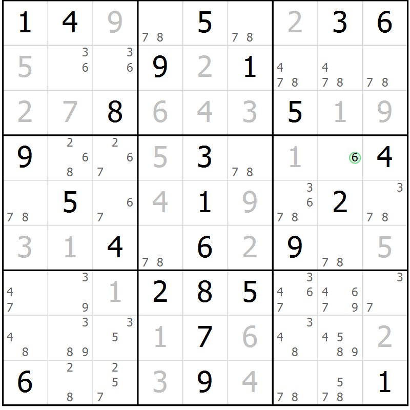 Position des candidats pour la solution de la Gr 53 page 56 du magazine de sudoku Platina n° 038