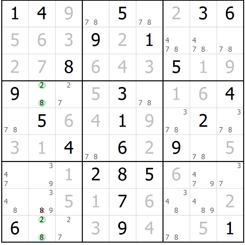Position des candidats pour la solution de la Gr 53 page 56 du magazine de sudoku Platina n° 038
