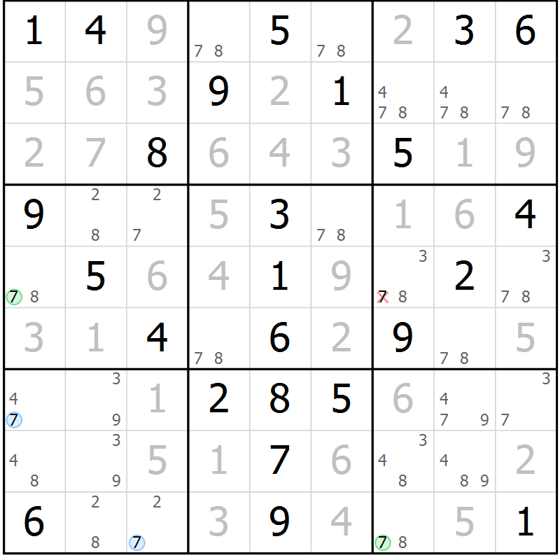 Position des candidats pour la solution de la Gr 53 page 56 du magazine de sudoku Platina n° 038