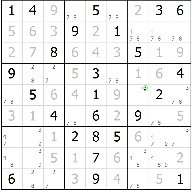 Position des candidats pour la solution de la Gr 53 page 56 du magazine de sudoku Platina n° 038