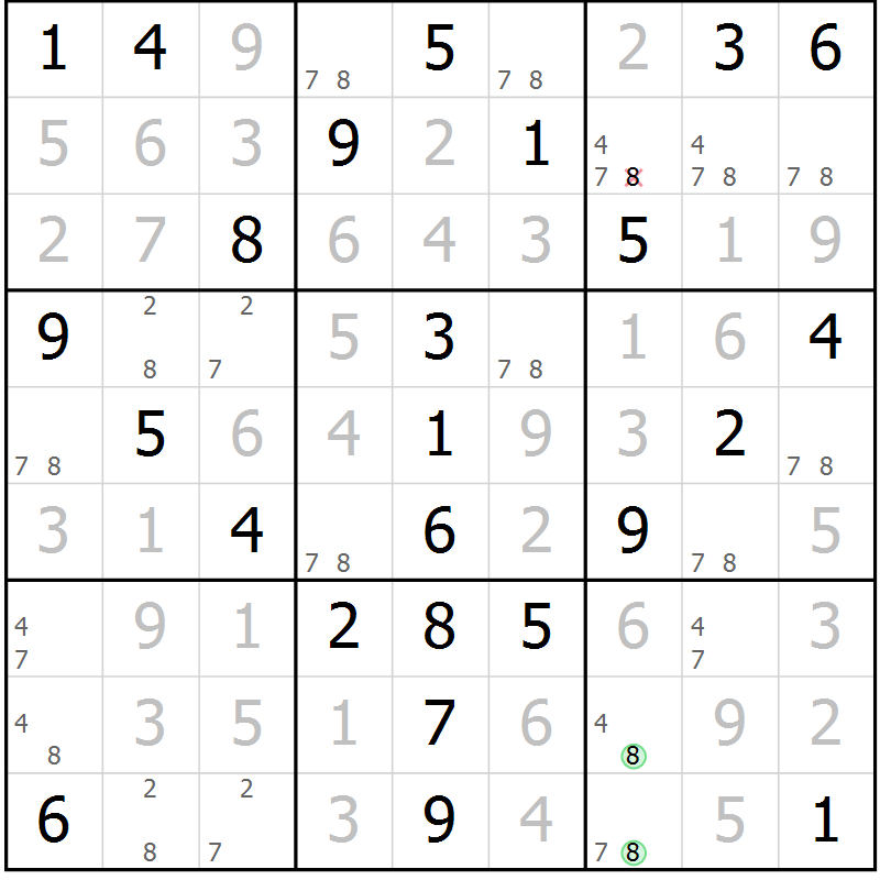 Position des candidats pour la solution de la Gr 53 page 56 du magazine de sudoku Platina n° 038