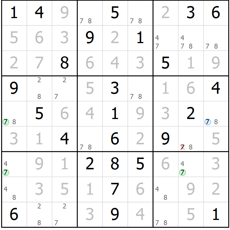 Position des candidats pour la solution de la Gr 53 page 56 du magazine de sudoku Platina n° 038