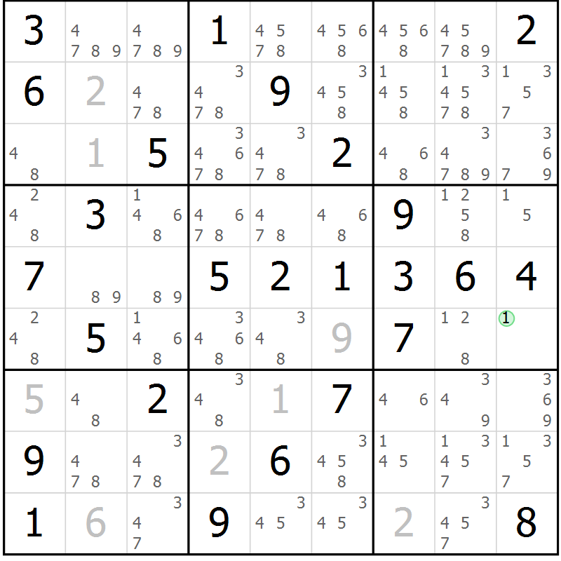 Position des candidats pour la solution de la Gr 55 page 58 du magazine de sudoku Platina n° 038