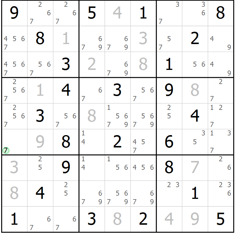 Position des candidats pour la solution de la Gr 56 page 59 du magazine de sudoku Platina n° 038