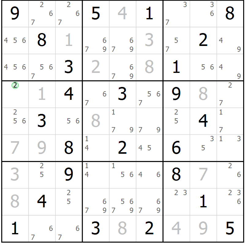 Position des candidats pour la solution de la Gr 56 page 59 du magazine de sudoku Platina n° 038