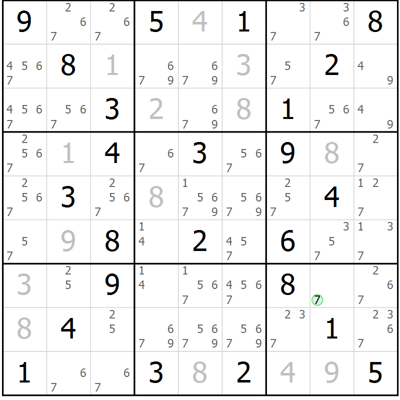 Position des candidats pour la solution de la Gr 56 page 59 du magazine de sudoku Platina n° 038