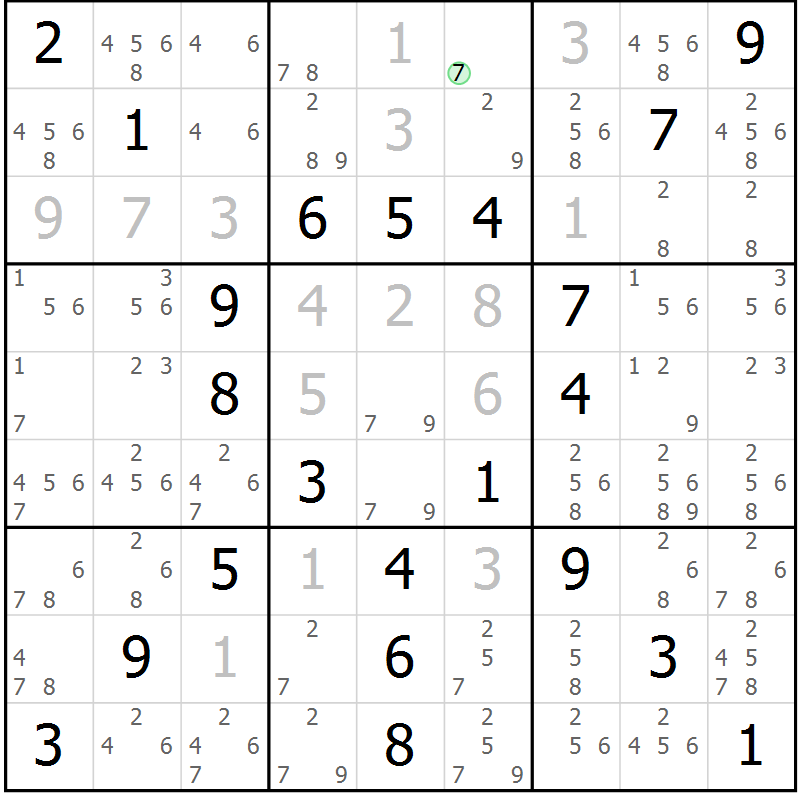Position des candidats pour la solution de la Gr 59 page 62 du magazine de sudoku Platina n° 038