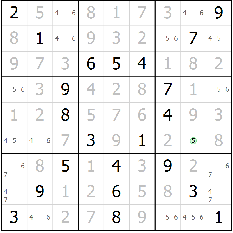 Position des candidats pour la solution de la Gr 59 page 62 du magazine de sudoku Platina n° 038