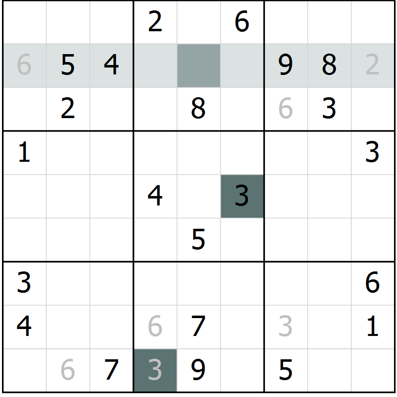 Position des candidats pour la solution de la Gr 6 page 9 du magazine de sudoku Platina n° 038