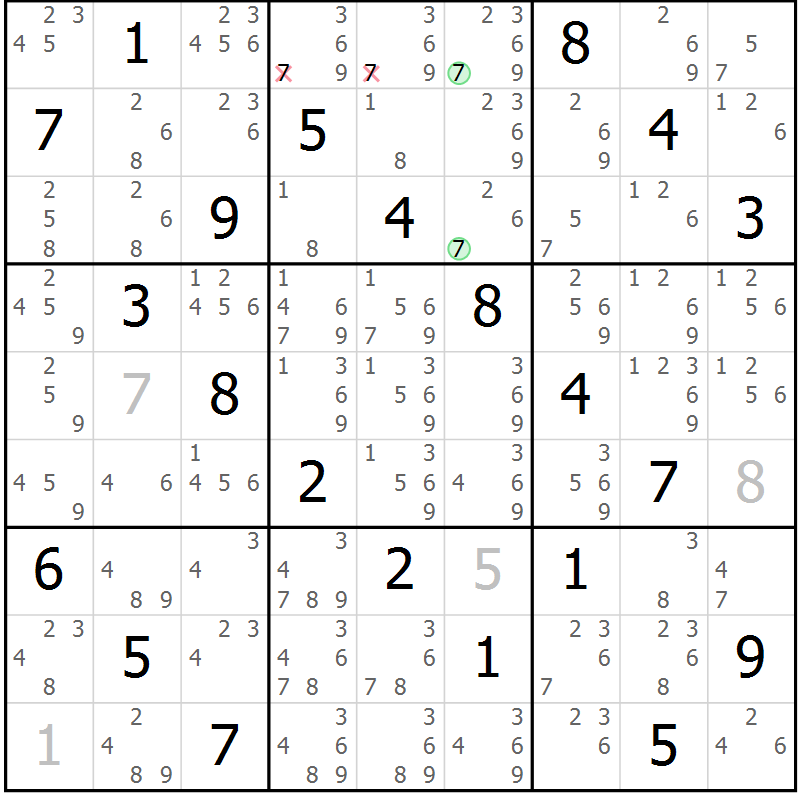 Position des candidats pour la solution de la Gr 60 page 63 du magazine de sudoku Platina n° 038