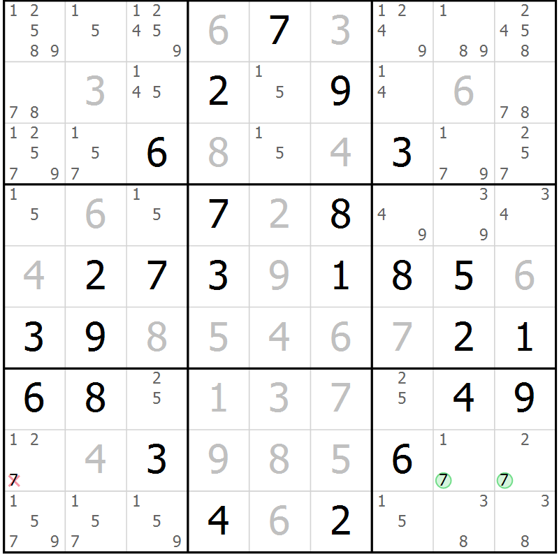 Position des candidats pour la solution de la Gr 61 page 64 du magazine de sudoku Platina n° 038