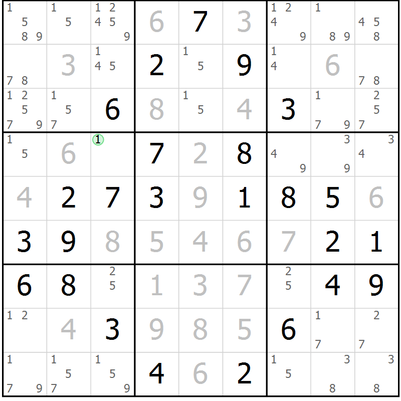 Position des candidats pour la solution de la Gr 61 page 64 du magazine de sudoku Platina n° 038