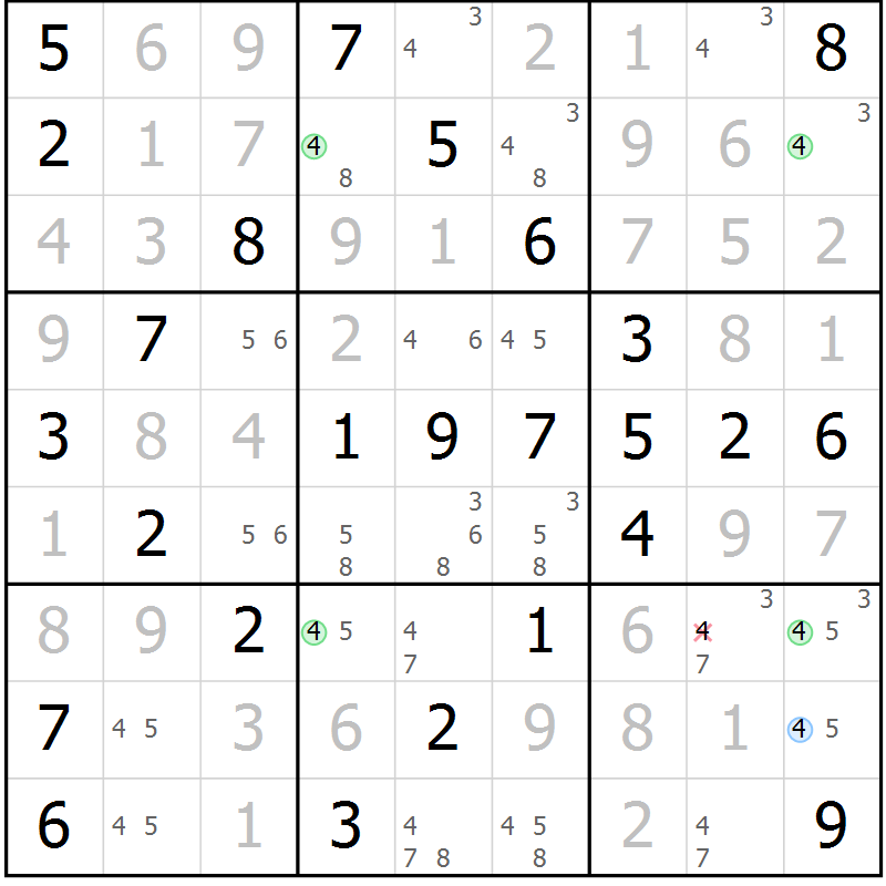 Position des candidats pour la solution de la Gr 62 page 65 du magazine de sudoku Platina n° 038