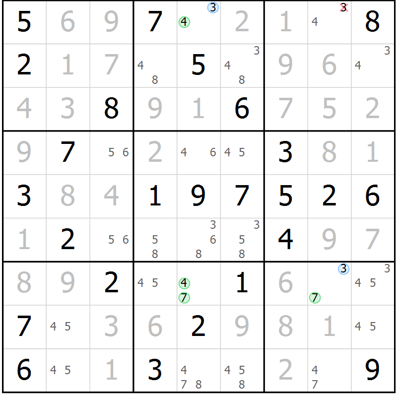 Position des candidats pour la solution de la Gr 62 page 65 du magazine de sudoku Platina n° 038