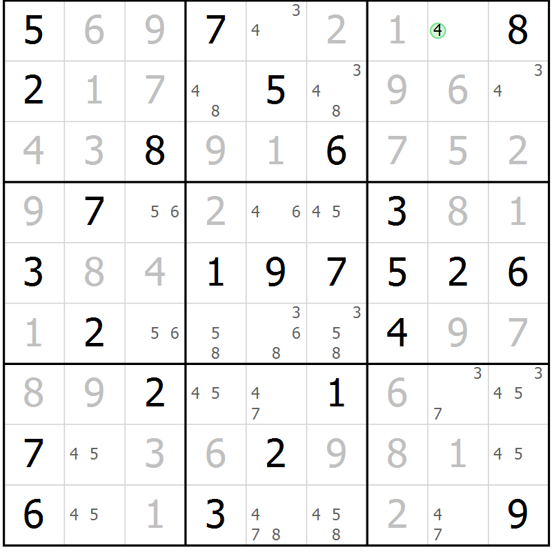 Position des candidats pour la solution de la Gr 62 page 65 du magazine de sudoku Platina n° 038