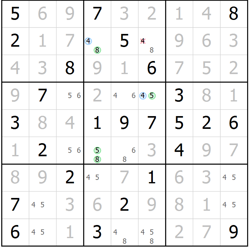 Position des candidats pour la solution de la Gr 62 page 65 du magazine de sudoku Platina n° 038
