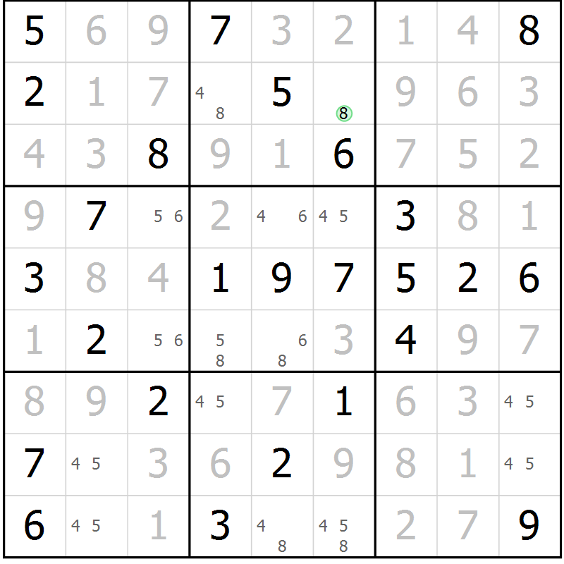 Position des candidats pour la solution de la Gr 62 page 65 du magazine de sudoku Platina n° 038