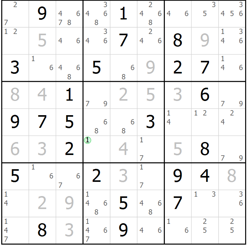 Position des candidats pour la solution de la Gr 63 page 66 du magazine de sudoku Platina n° 038