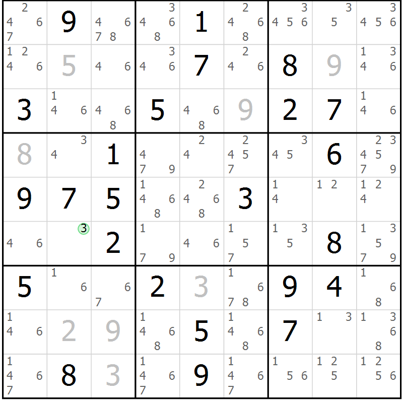 Position des candidats pour la solution de la Gr 63 page 66 du magazine de sudoku Platina n° 038