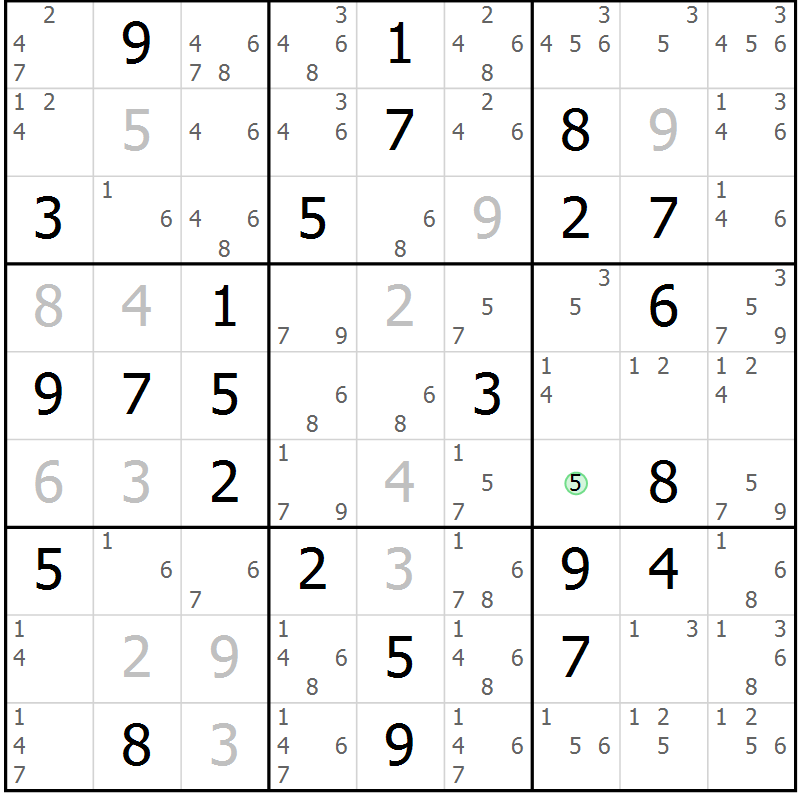 Position des candidats pour la solution de la Gr 63 page 66 du magazine de sudoku Platina n° 038