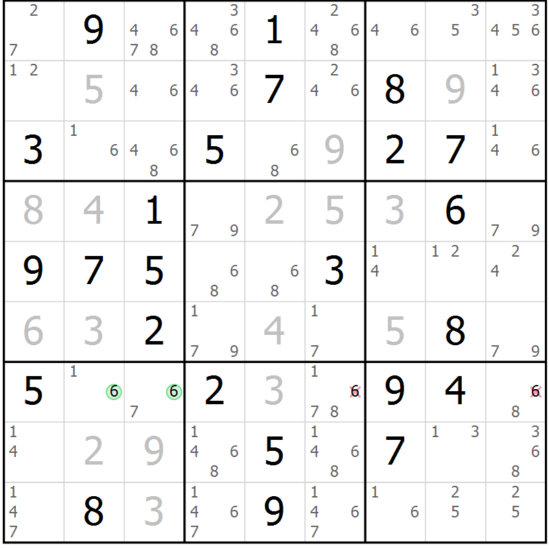 Position des candidats pour la solution de la Gr 63 page 66 du magazine de sudoku Platina n° 038