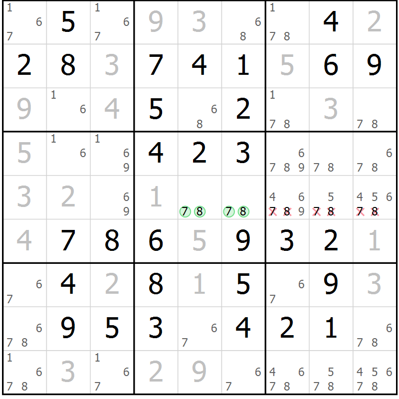 Position des candidats pour la solution de la Gr 66 page 69 du magazine de sudoku Platina n° 038