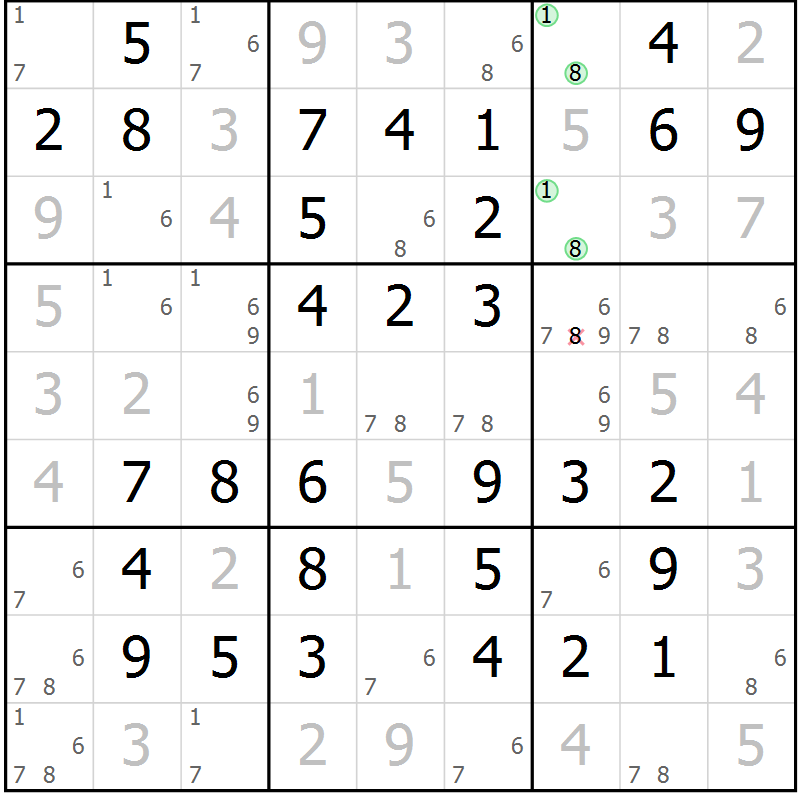 Position des candidats pour la solution de la Gr 66 page 69 du magazine de sudoku Platina n° 038