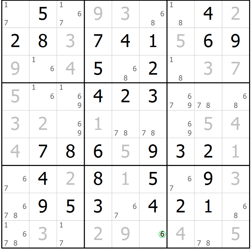 Position des candidats pour la solution de la Gr 66 page 69 du magazine de sudoku Platina n° 038
