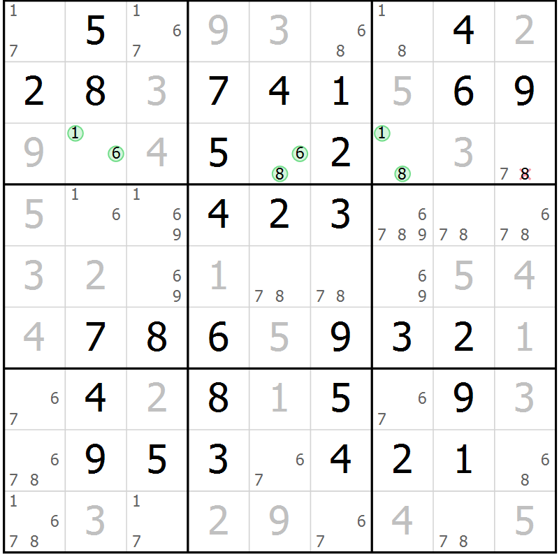 Position des candidats pour la solution de la Gr 66 page 69 du magazine de sudoku Platina n° 038