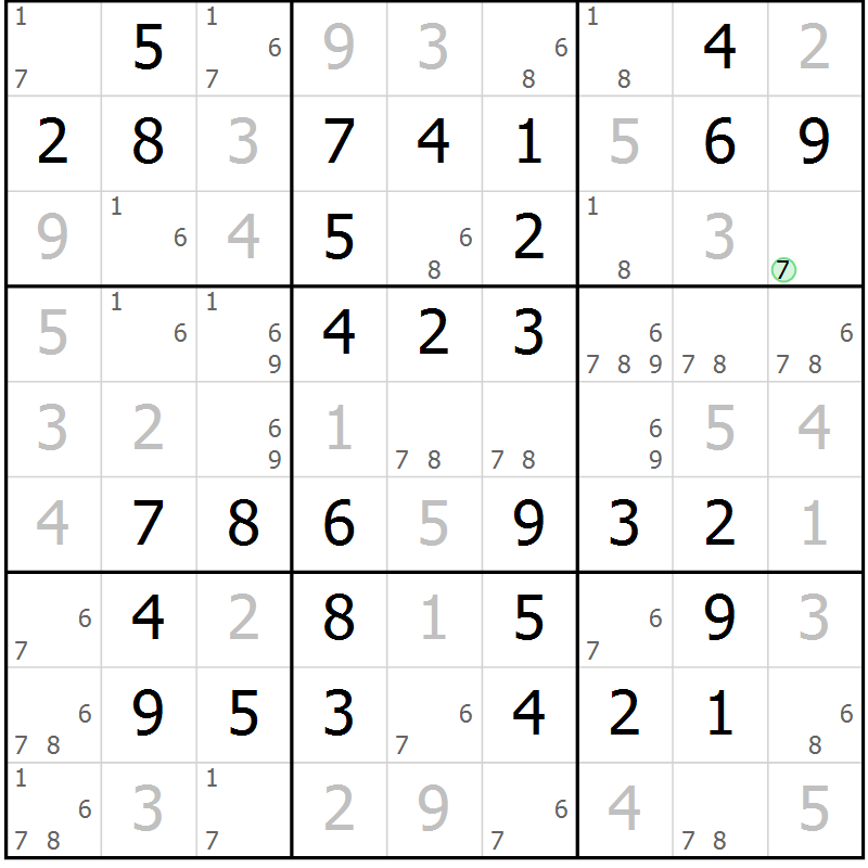 Position des candidats pour la solution de la Gr 66 page 69 du magazine de sudoku Platina n° 038
