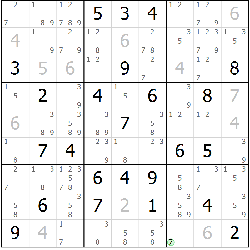 Position des candidats pour la solution de la Gr 67 page 70 du magazine de sudoku Platina n° 038