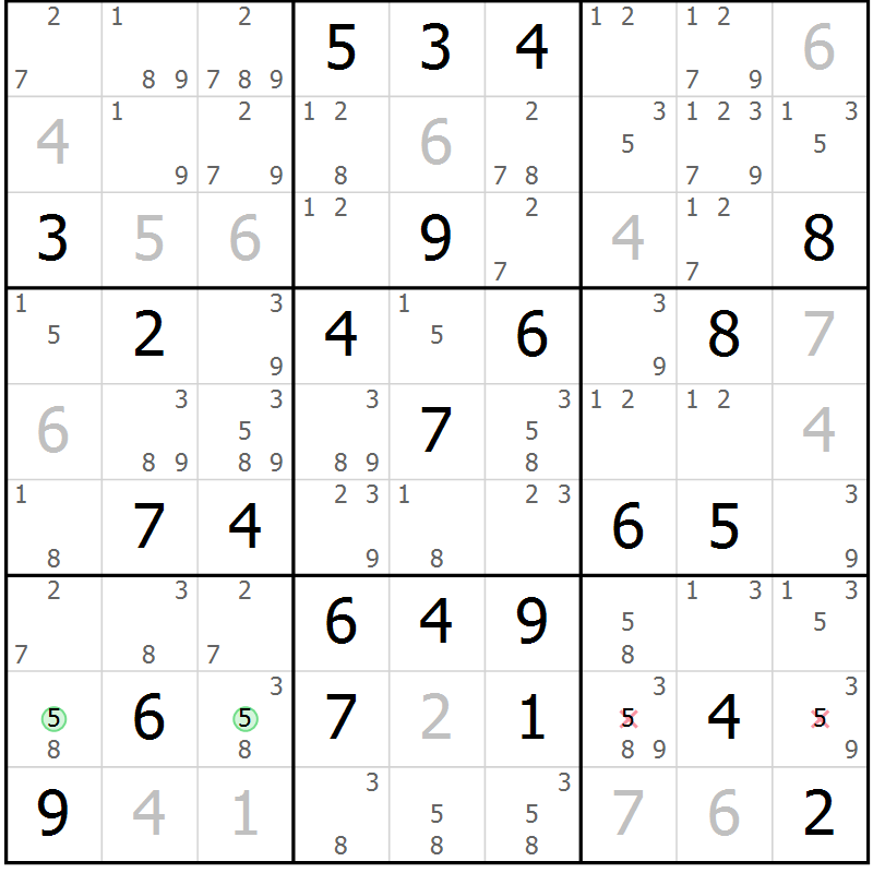 Position des candidats pour la solution de la Gr 67 page 70 du magazine de sudoku Platina n° 038
