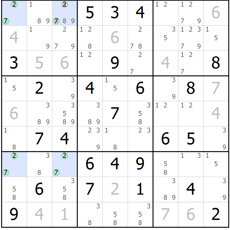 Position des candidats pour la solution de la Gr 67 page 70 du magazine de sudoku Platina n° 038