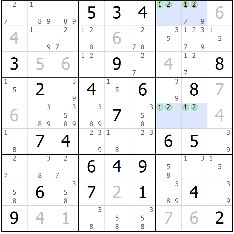 Position des candidats pour la solution de la Gr 67 page 70 du magazine de sudoku Platina n° 038