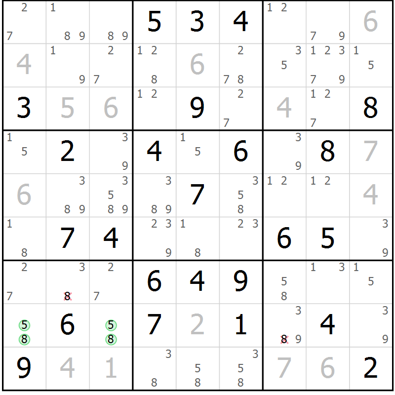 Position des candidats pour la solution de la Gr 67 page 70 du magazine de sudoku Platina n° 038
