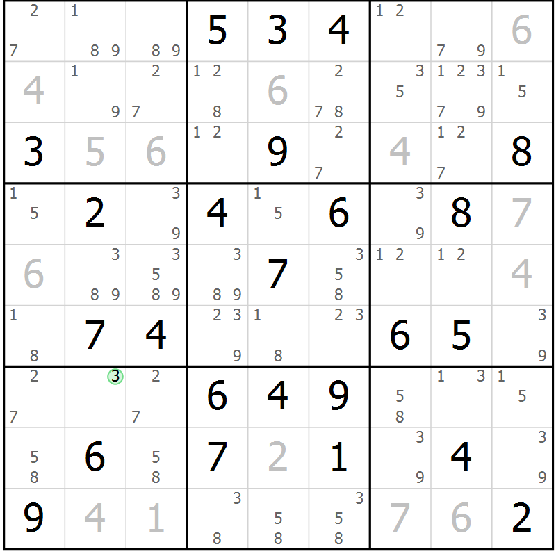 Position des candidats pour la solution de la Gr 67 page 70 du magazine de sudoku Platina n° 038