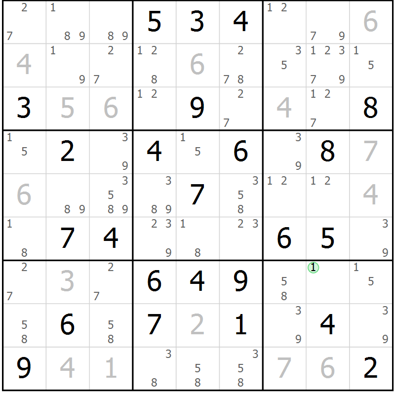Position des candidats pour la solution de la Gr 67 page 70 du magazine de sudoku Platina n° 038