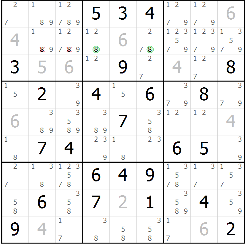Position des candidats pour la solution de la Gr 67 page 70 du magazine de sudoku Platina n° 038