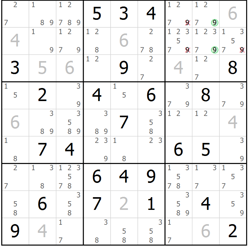 Position des candidats pour la solution de la Gr 67 page 70 du magazine de sudoku Platina n° 038